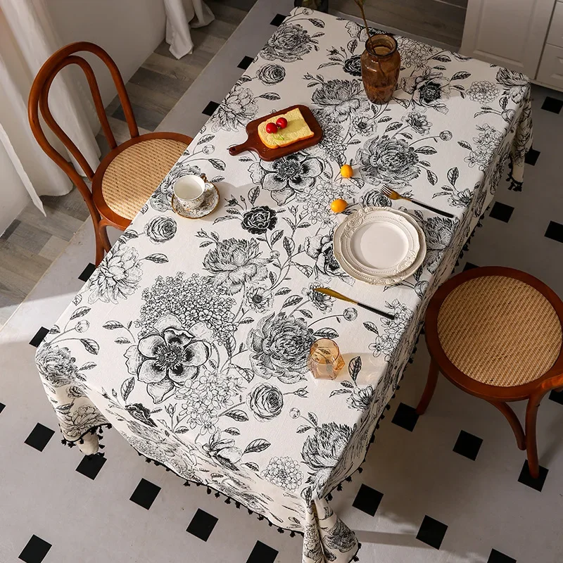 Home Textiles Sale - Taplak Meja Bermotif Bunga, Bahan Linen